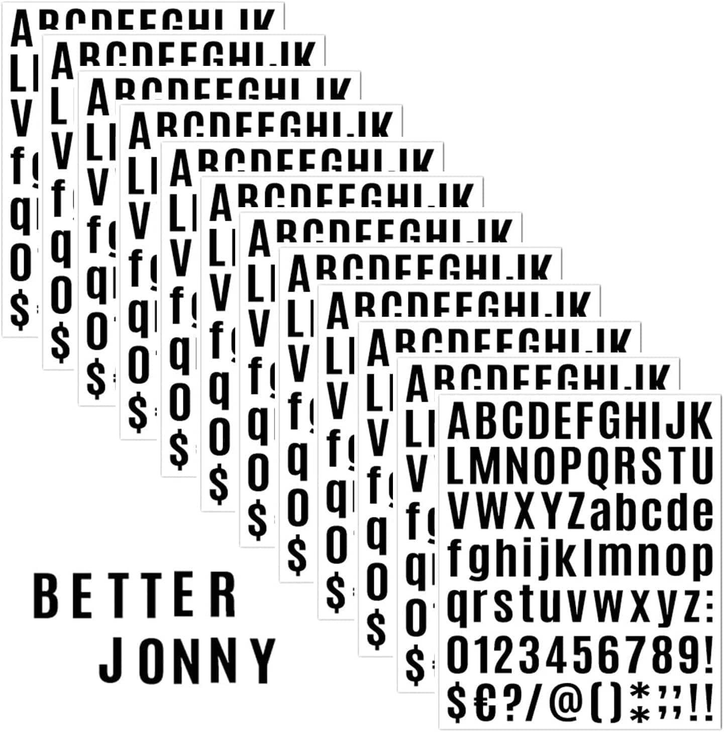 BetterJonny Alphabet Stickers, 12 Sheets Vinyl Self-Adhesive Number Alphabet Vinyl Stickers, Mailbox Numbers Labels DIY Crafts Art Making Decals for Sign Notebook Classroom Decor Door, oc12416007