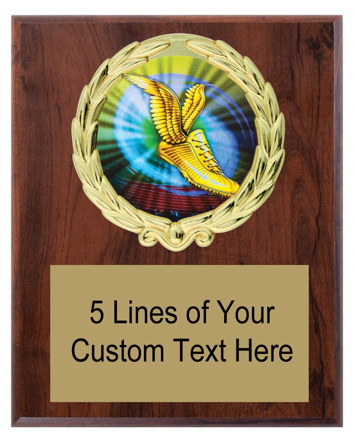 Express Medals 5x7 Cherry Color Track Plaque Award Trophy with Engraved Plate MY4