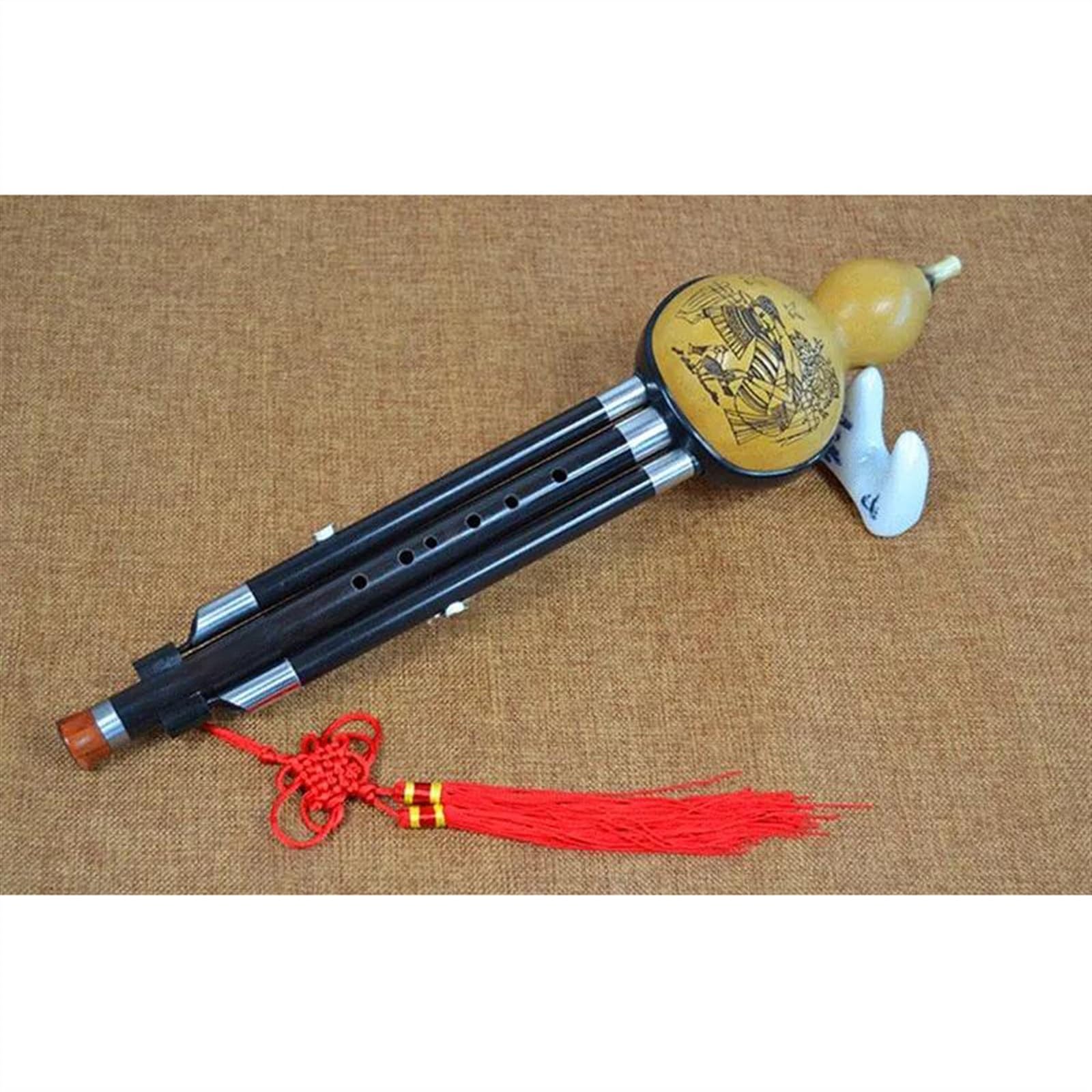 Hulusi Flûte En Ébène Trois Tons Professionnel Instrument Folklorique (C Key)