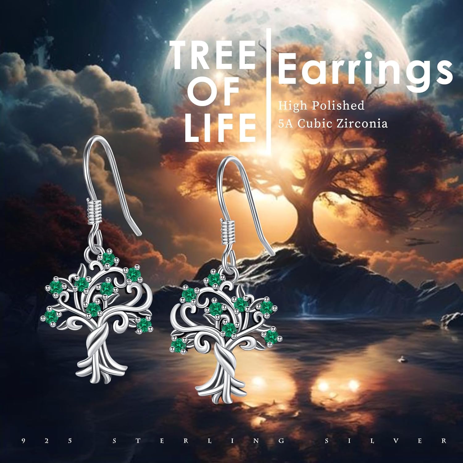 CUOKA MIRACLE Tree of Life Earrings for Women 925 Sterling Silver Tree of Life Dangle Drop Earrings Jewelry Gifts for Women on Birthday Graduation Mother's Day - Image 3