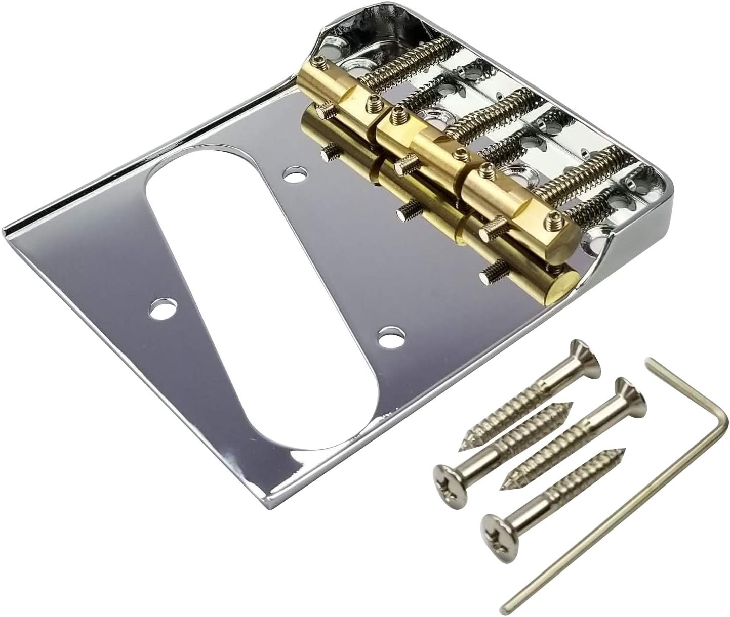 Long Beach Music Telecaster Chrome Bridge w/Compensated Brass Saddles & Cut-Down Sides for Fender Tele Guitar