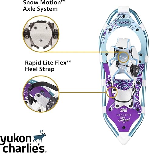 Miniatura 4 de Yukon Charlie's Advanced Spin Float - Kit de raquetas de nieve para mujer, 8 x 21 pulgadas, incluye raquetas de nieve, bastones de senderismo y