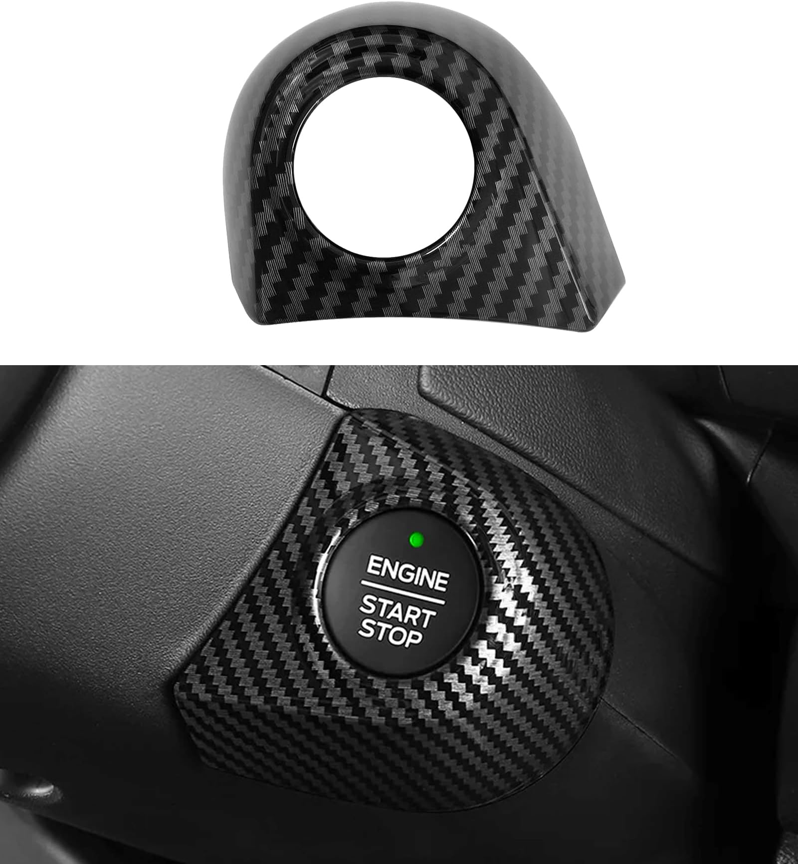 Car Engine Start Stop Push Start Button Cover Trim Compatible with 2024 2025 2026 Ford Ranger XL XLT Lariat Raptor, Start Cover Car Power Control Trim Cover (Not for Key Ignition Version)