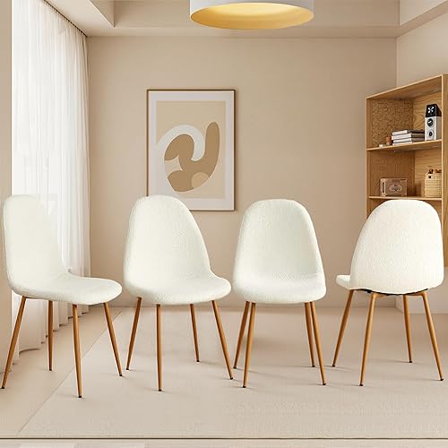 Juego de 4 sillas de comedor, modernas sillas de comedor laterales sin brazos de tela tapizada para cocina pequeña, sala de estar, dormitorio, forro