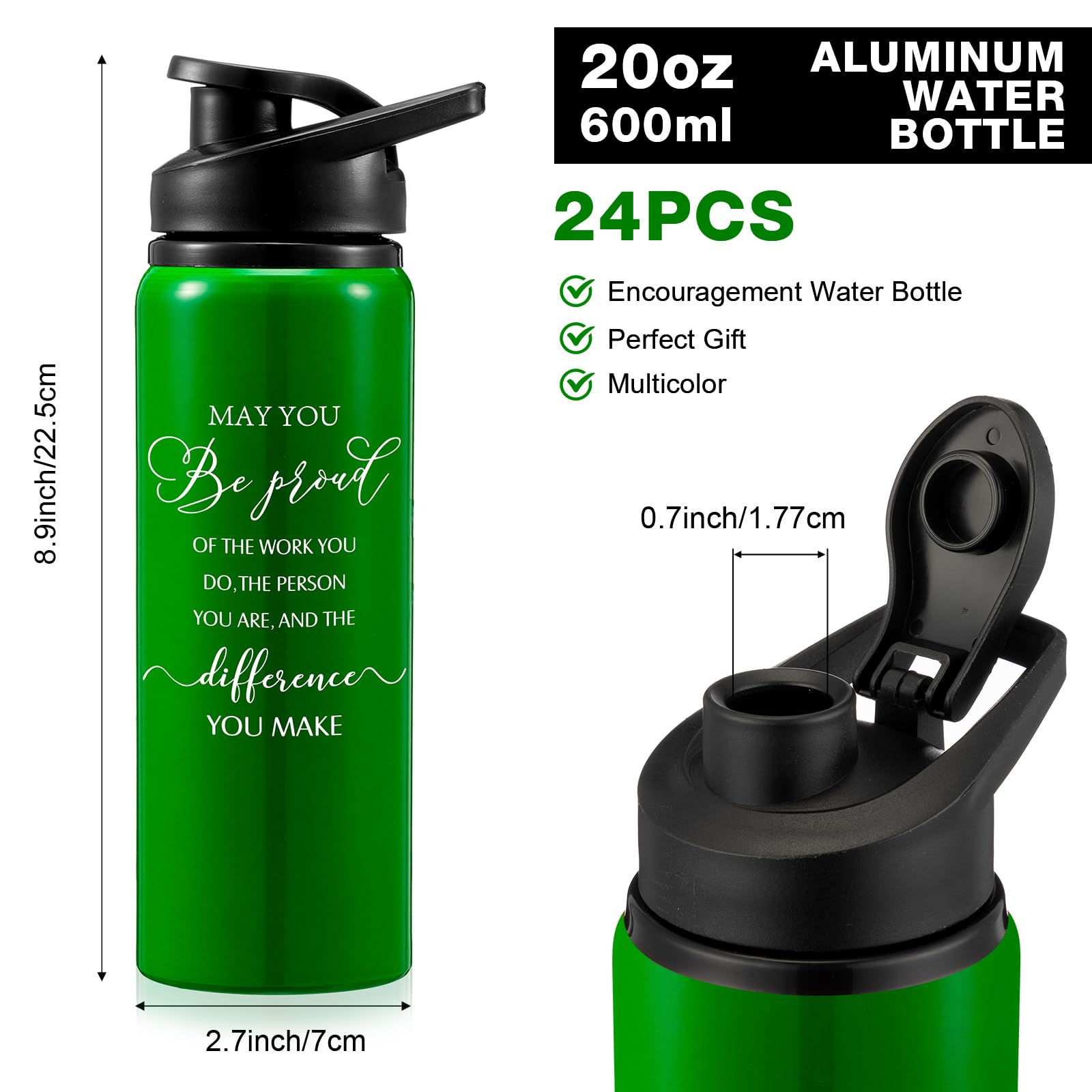 10 Stück Dankeschön-Wasserflaschen Aus Aluminium – 500 Ml, Mit Motivierendem Spruch, Für Camping & Sport