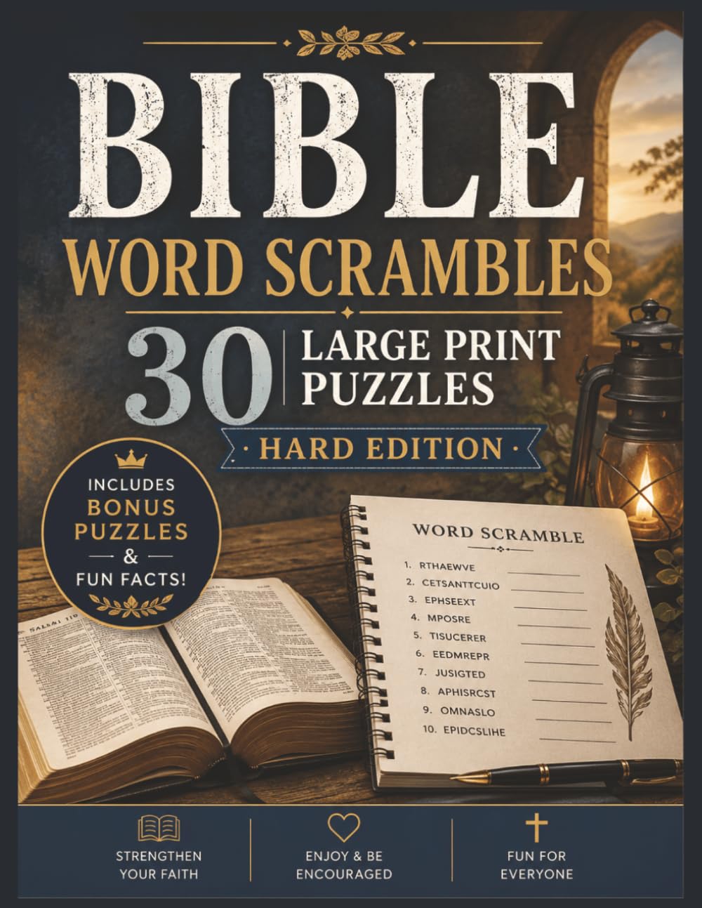 Bible Word Scrambles Hard Edition: 30 Large Print Bible Word Scramble Puzzles with Bonus Word Searches and Fun Facts | Hard Difficulty Christian ... (Large Print Jumble Word Scramble Books)