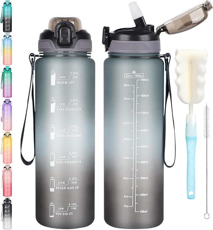 CodiCile 1L Water Bottle with Straw,Water Bottle Dishwasher Safe,Leak