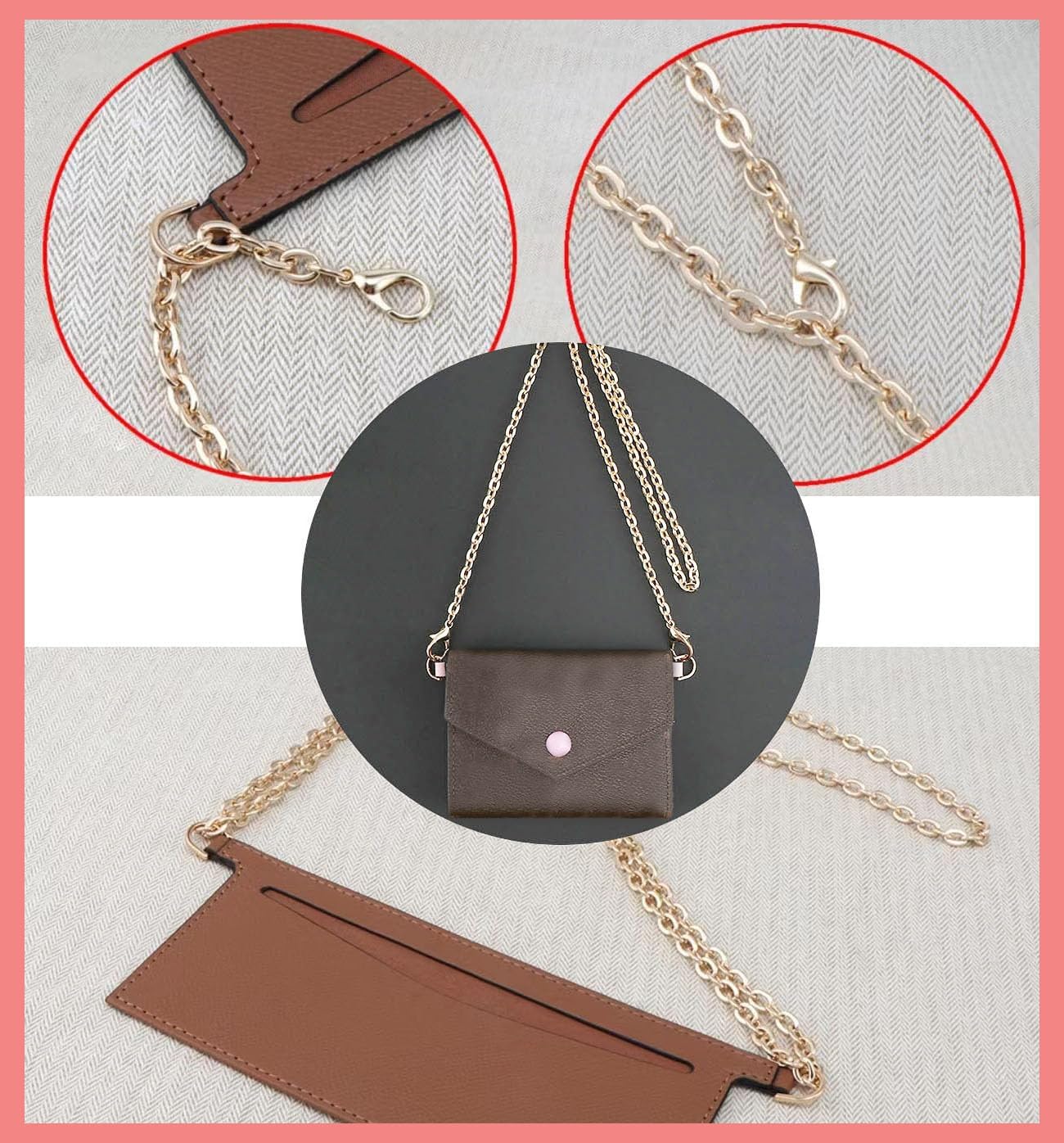 Lckaey clutch accessory purse insert For short wallet 3022-brown10*7cm