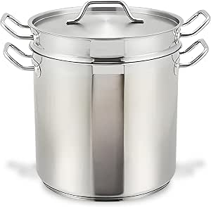 Winco 20 qt Stainless Steel Double Boiler with Cover