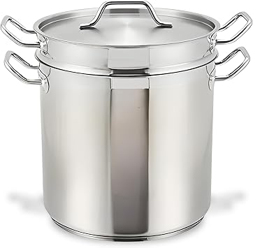 Winco 20 qt Stainless Steel Double Boiler with Cover
