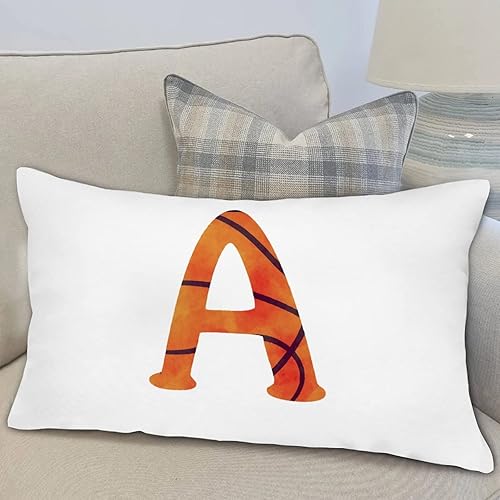 Miniatura 4 de Fundas de almohada lumbares decorativas con monograma del alfabeto, de baloncesto, con letra inicial, letra A, para sofá, silla de coche, 12 x 20