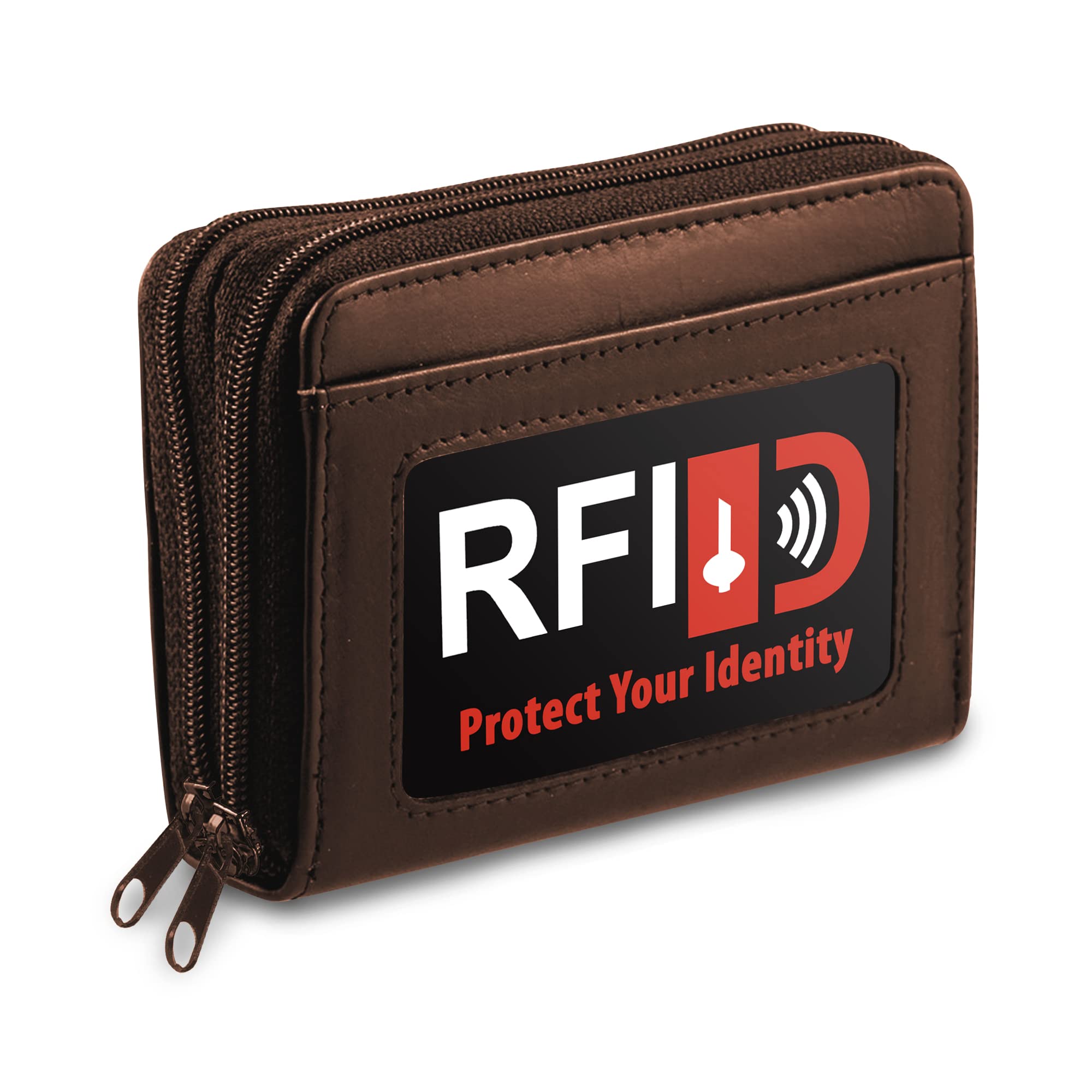 Ciana Credit Card Wallet with ID Window RFID Blocking Genuine Leather Credit Card Organizer for Women Soft, Smooth & Durable (Chocolate Brown)