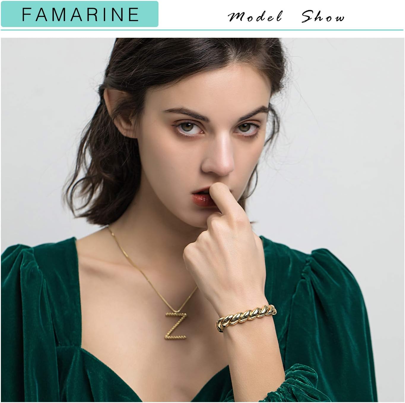 FAMARINE Gold Silver Chunky Bangle Bracelet for Women Men - Image 2
