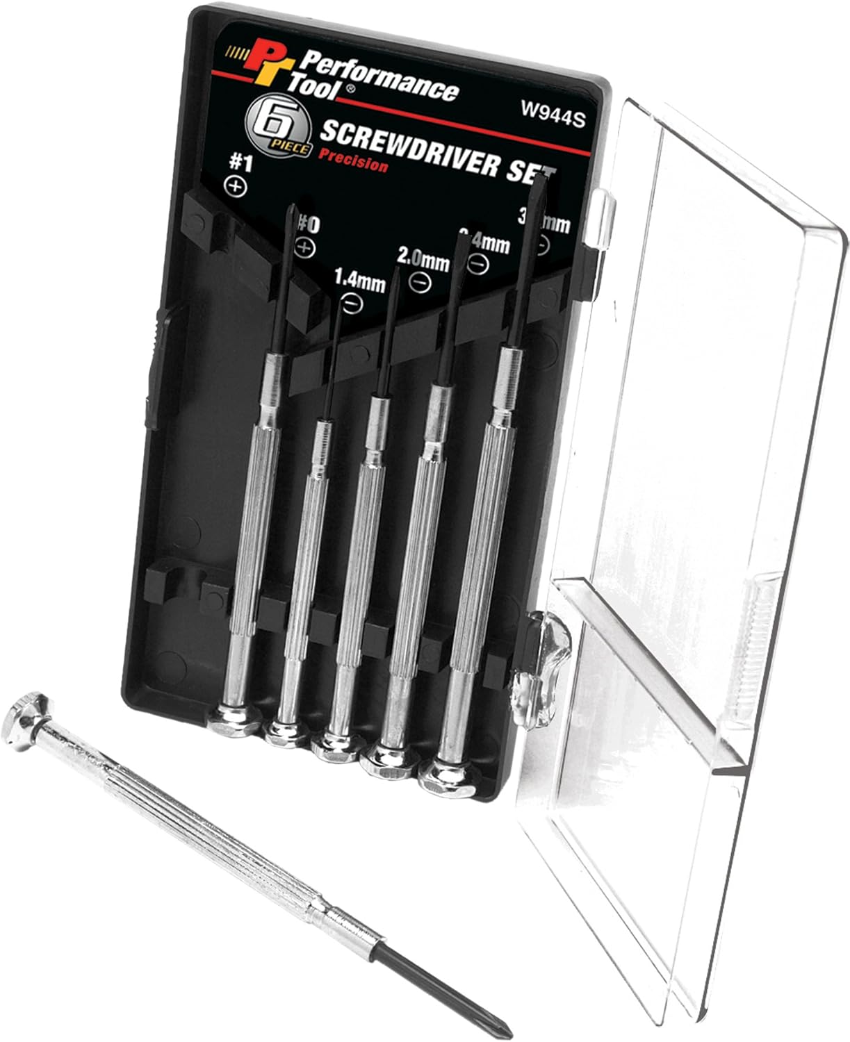 Performance Tool W944S 6-Piece Screwdriver Set with Hardened Steel Blades and Chrome Plated Handles in Convenient Carry Case