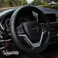 Valleycomfy Microfiber Leather Steering Wheel Cover for F150 F250 F350 Tacoma Tundra Ram Range Rover - 15.5-16 Inch Black Large Size