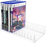 Video Game Storage Tower for PS5 / PS4 / Xbox Series X/Xbox One Game Cases, 11-Disc Capacity Organizer Stand, Anti-Slip Clear Acrylic Desktop Rack, No Assembly Required (1, Clear)