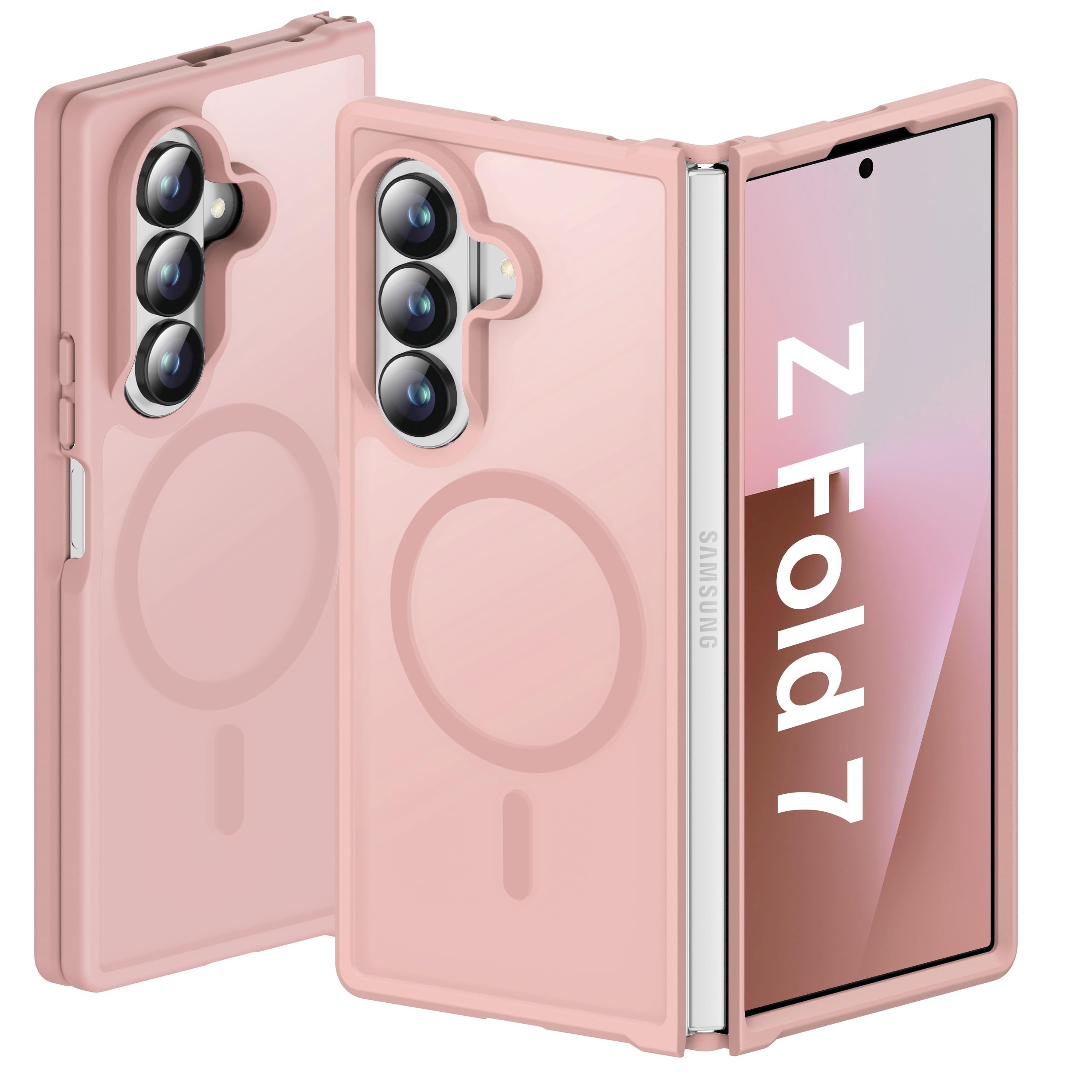 ORETECH 3 in 1 Magnetic for Samsung Galaxy Z Fold 7 Case Light Pink