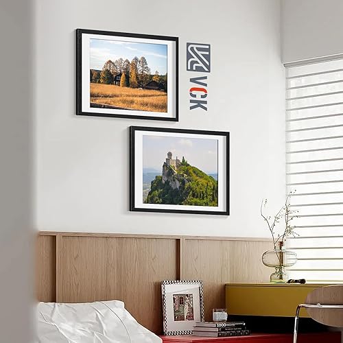 Miniatura 7 de VCK Paquete de 5 marcos para póster de 18 x 24 pulgadas, con paspartú de 16 x 20 pulgadas, diseño exclusivo de madera maciza texturizada, formatos