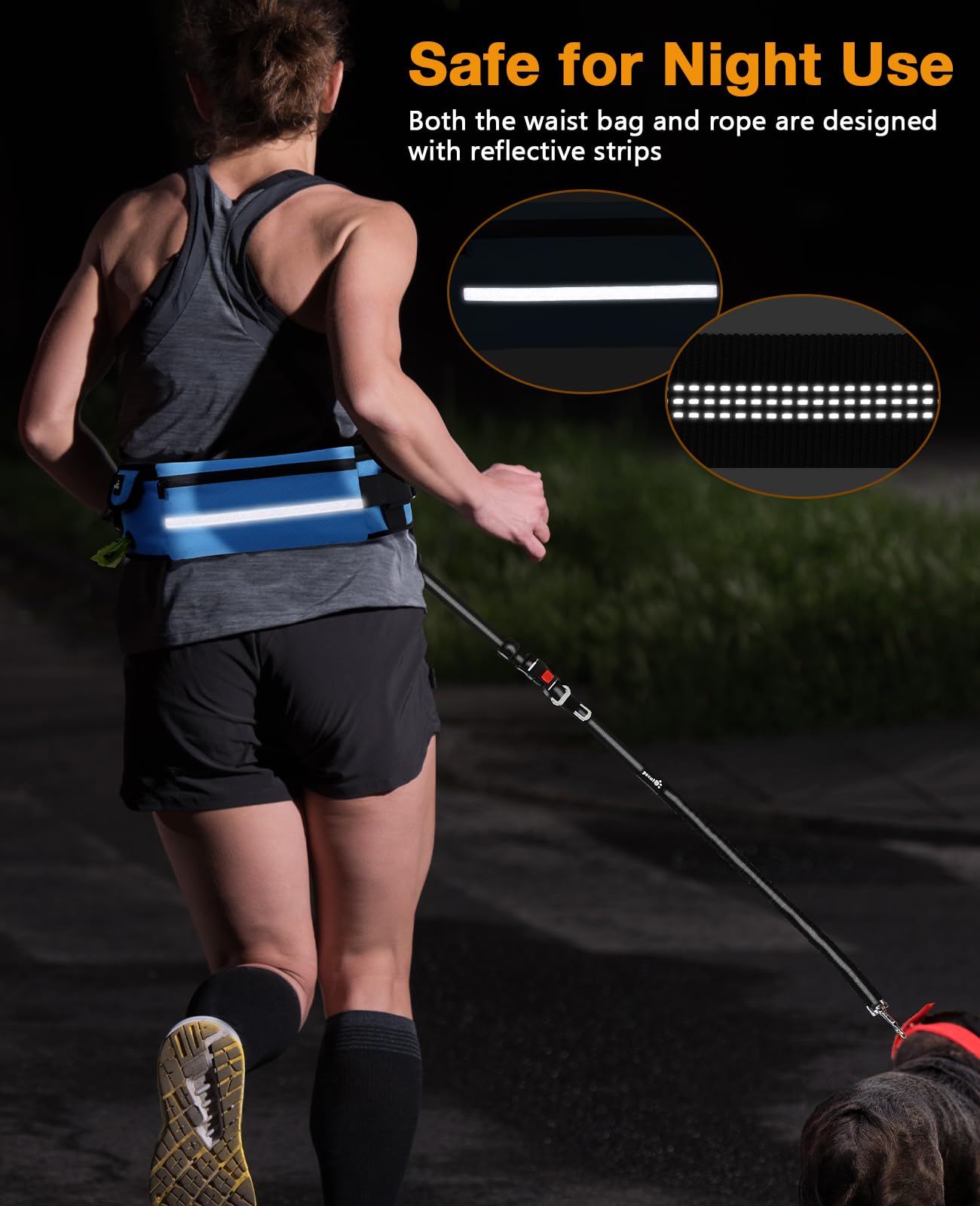 Guinzaglio Mani Libere Per Cani Pecute - Cintura In Vita Regolabile Con Custodia - Foto 12