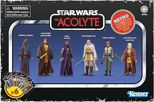 STAR WARS Retro Collection The Acolyte - Paquete múltiple de figuras de acción coleccionables de 3.75 pulgadas, paquete de 6