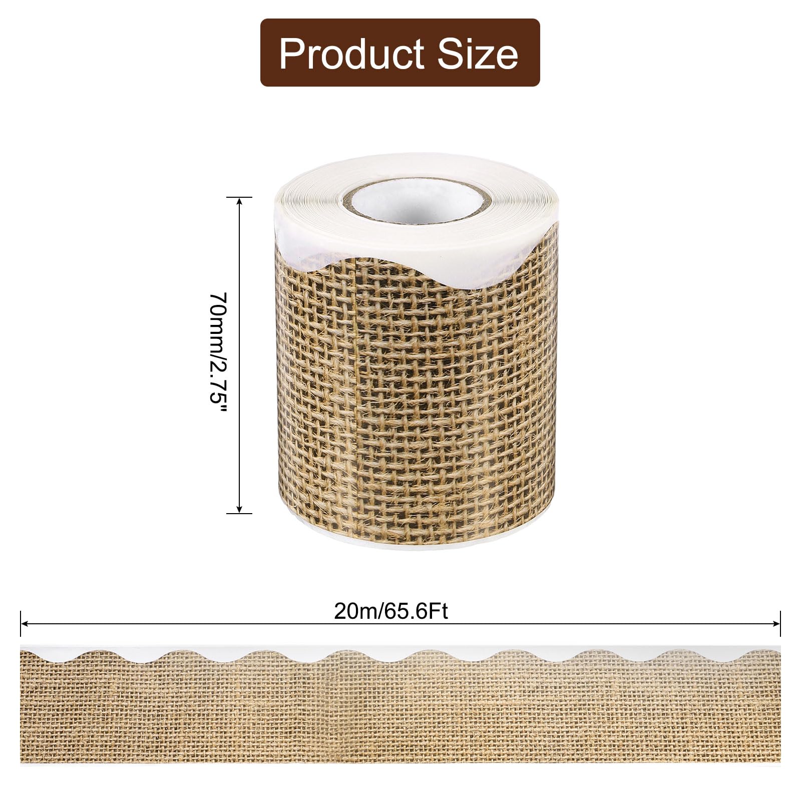 sourcing map Bulletin Board Borders, 65.6Ft x 2.75Inch Rolled Classroom Border Trim Notice Board Frame for Classroom Decoration, Burlap Edge - Image 2