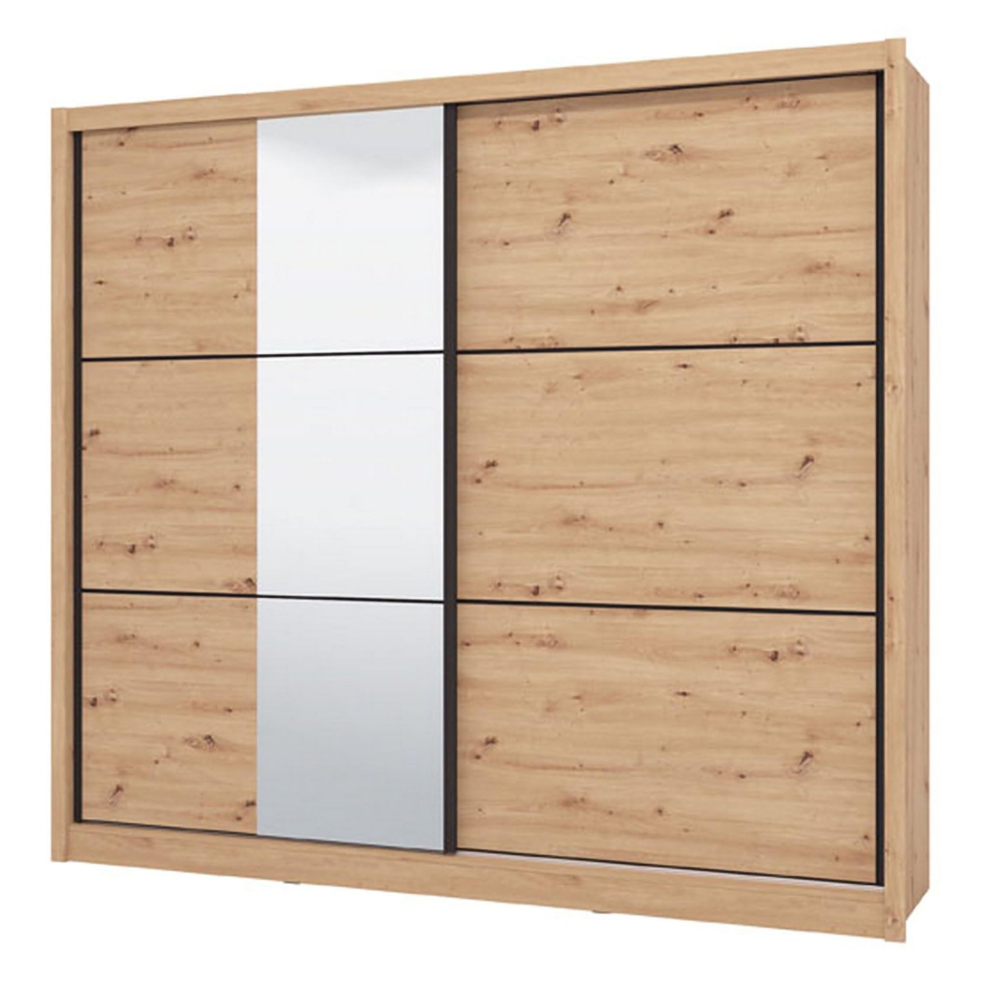 Dmora Guardaroba 2 Ante Hamiha 242x216h cm Marrone Rovere Nodi Appendiabiti 9 Ripiani, Armadio Camera da Letto 2 Ante