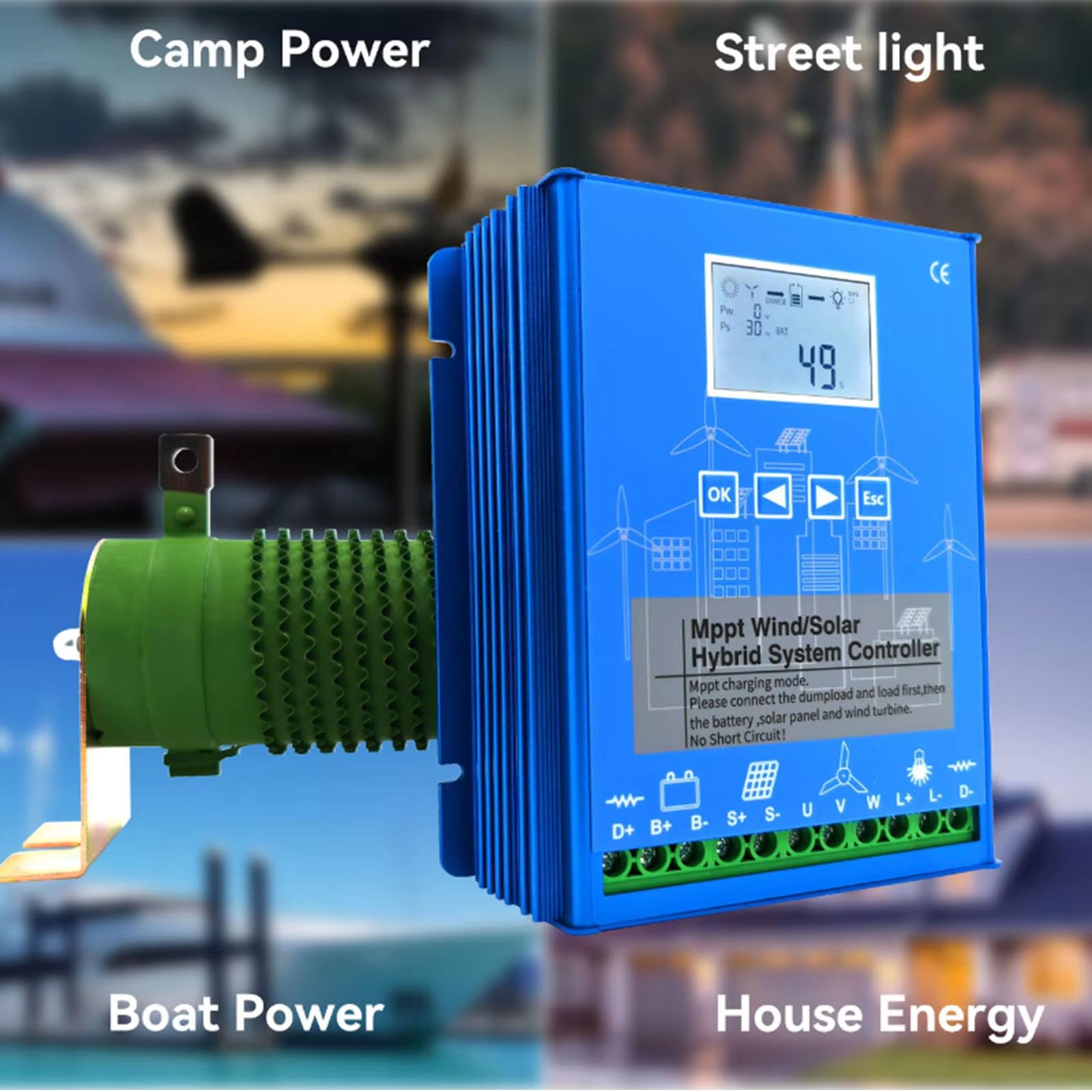 ,12v,6000W 12V/24V/48 Mppt Hybrydowy Kontroler Wiatrowo-Słoneczny