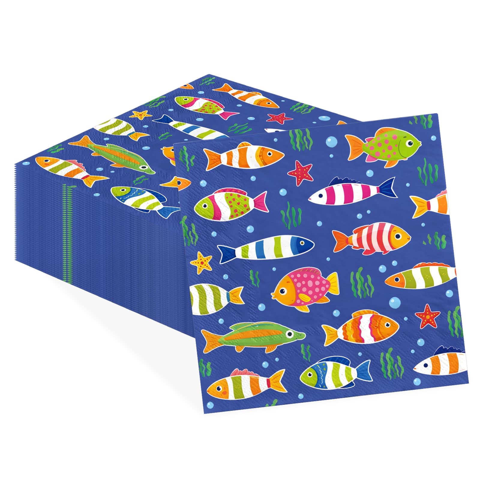 50Pcs Fish Cocktail Napkins 5 x 5 inch 3Ply
