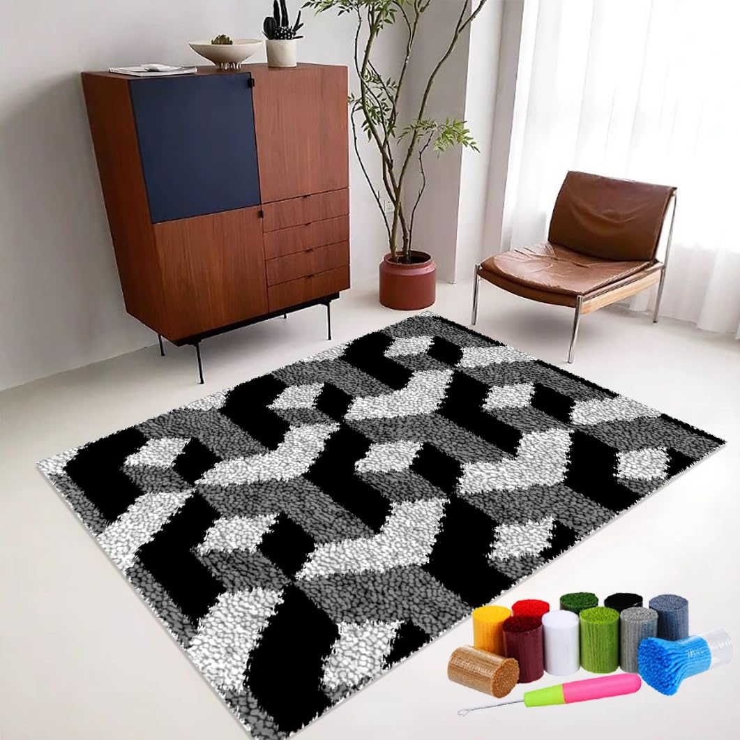 RxiBeFuw DIY Latch Hook Rug Making Kit for Adults 80 x 115 cm Latch Hook Kits Rugs Latch Hook Rug Kit Home Carpet Rug Making Kit Tapestry Kits for Adults DIY Tapestry Carpet Rug Making for Beginners