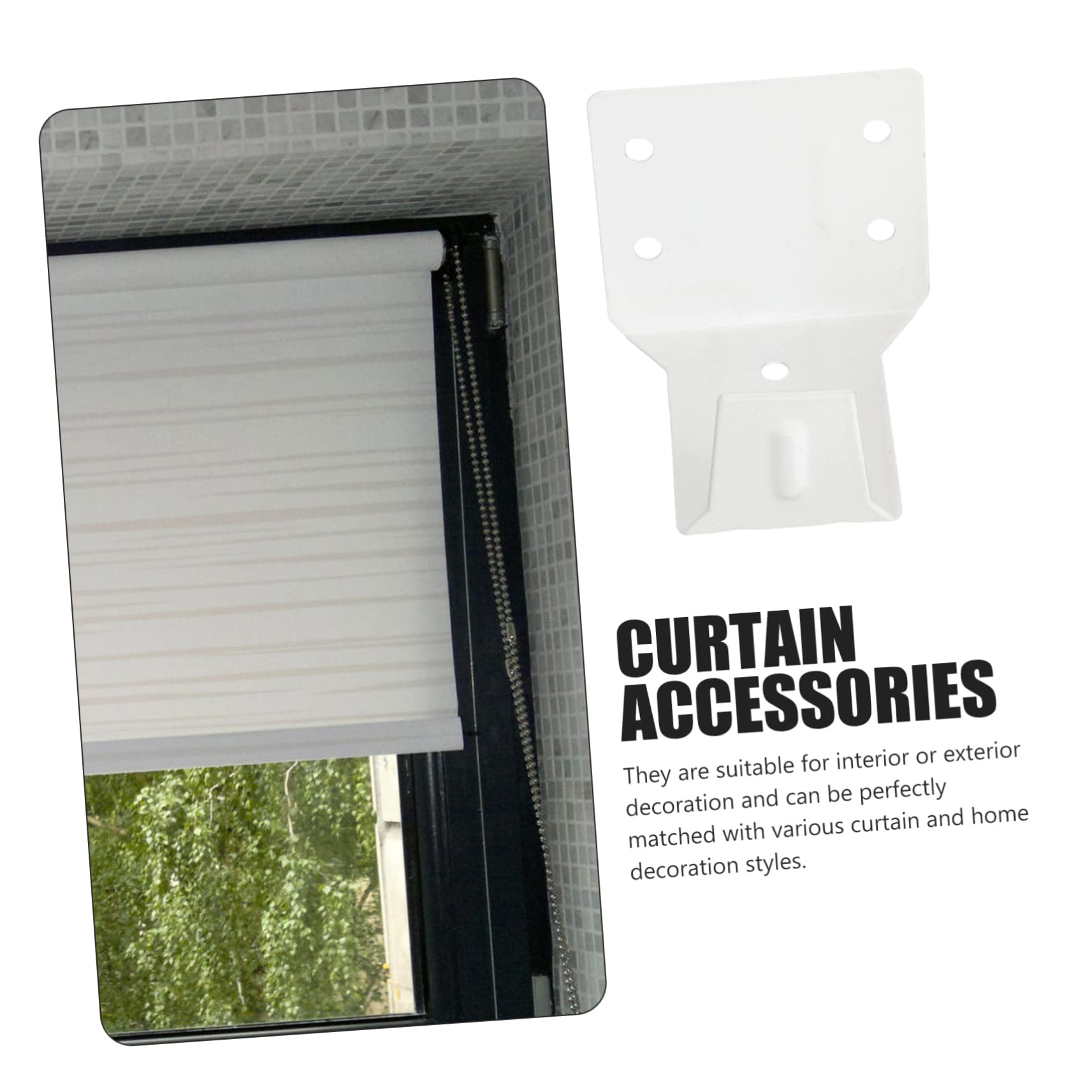 STOBAZA 10 Foot Curtain Rod Brackets 4pcs Blind Center Support Blind Headrail Bracket Easy Install