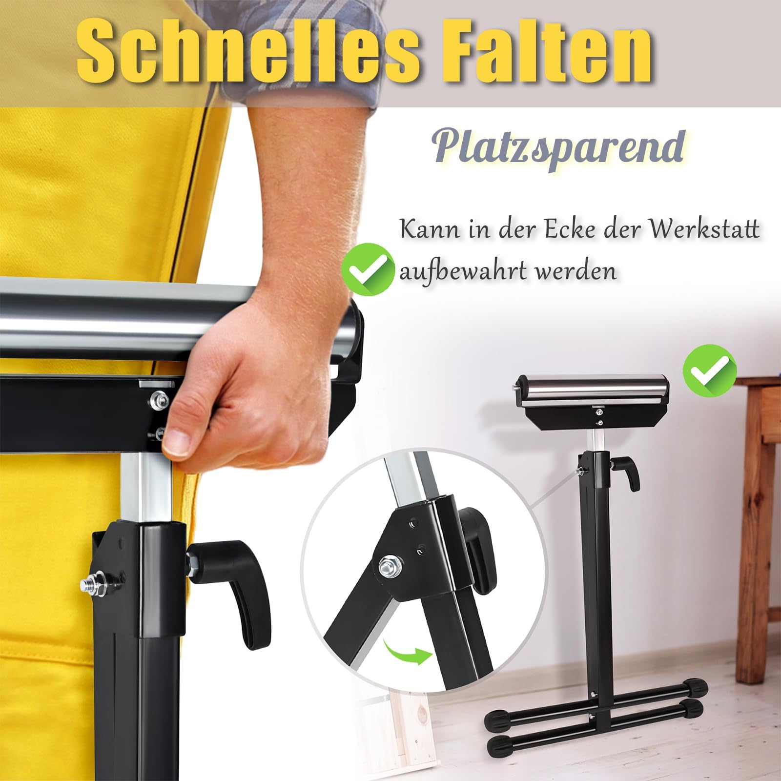 HENGMEI Lot de 2 tréteaux de travail réglables en hauteur et pliables avec pieds antidérapants 68-107 cm