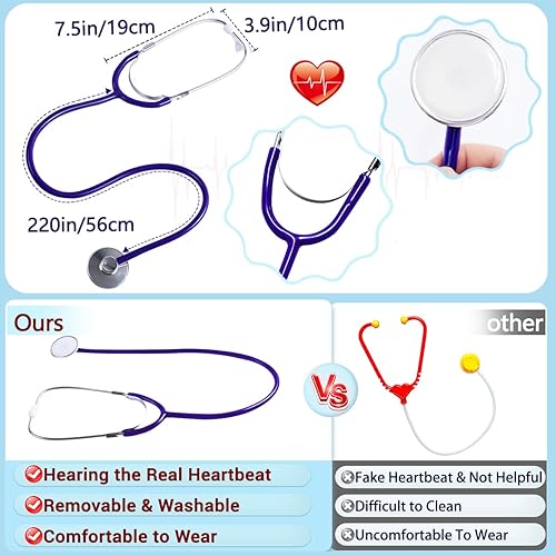 Miniatura 4 de BOMLY Abrigo de laboratorio para niños, abrigo blanco de médico con estetoscopio, abrigo veterinario para niños, disfraz de médico para niños y niñas