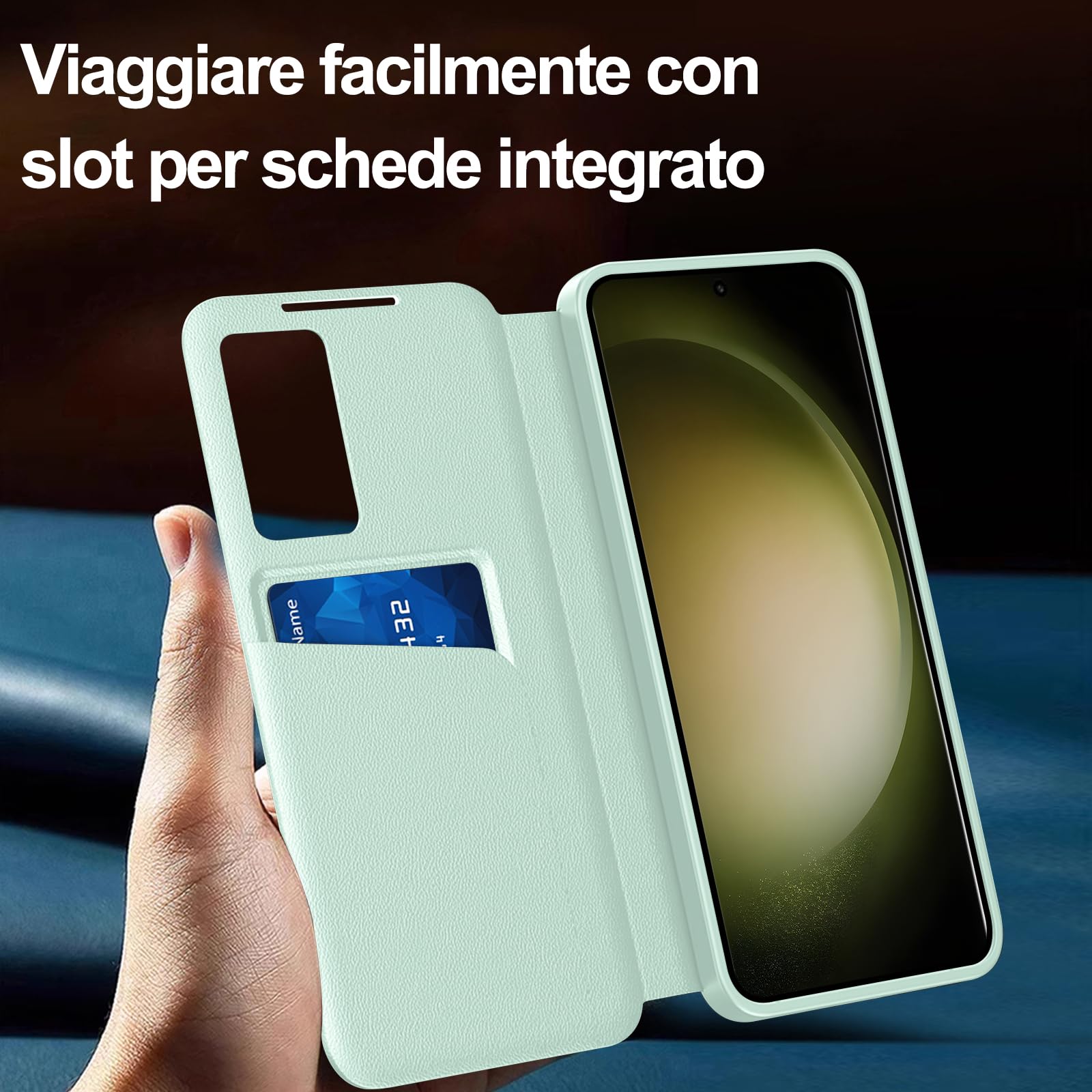 Cover per Samsung Galaxy S23 Ultra Custodia Portafoglio Pelle PU Wallet e Porta Carte Case Flip Libro Con Finestra di Visione Notifiche Cover Antiurto Custodia per Samsung S23 Ultra 5G Case