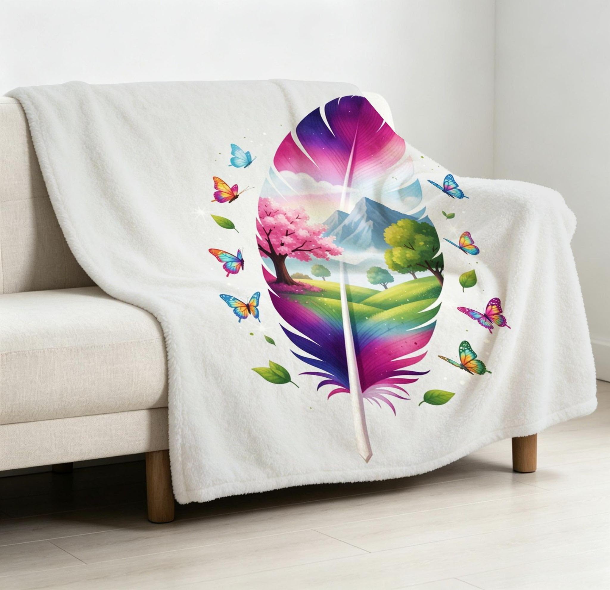 Manta Entretiempo Grande, Plumas de Colores, 220x240 cm, AQ9209