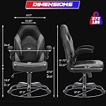 Sweetcrispy Computer Gaming Desk Chair - Ergonomic PU Leather with Comfy Lumbar Support, Height Adjustable Rolling Desk with Flip-up Armrests, for Home and Office