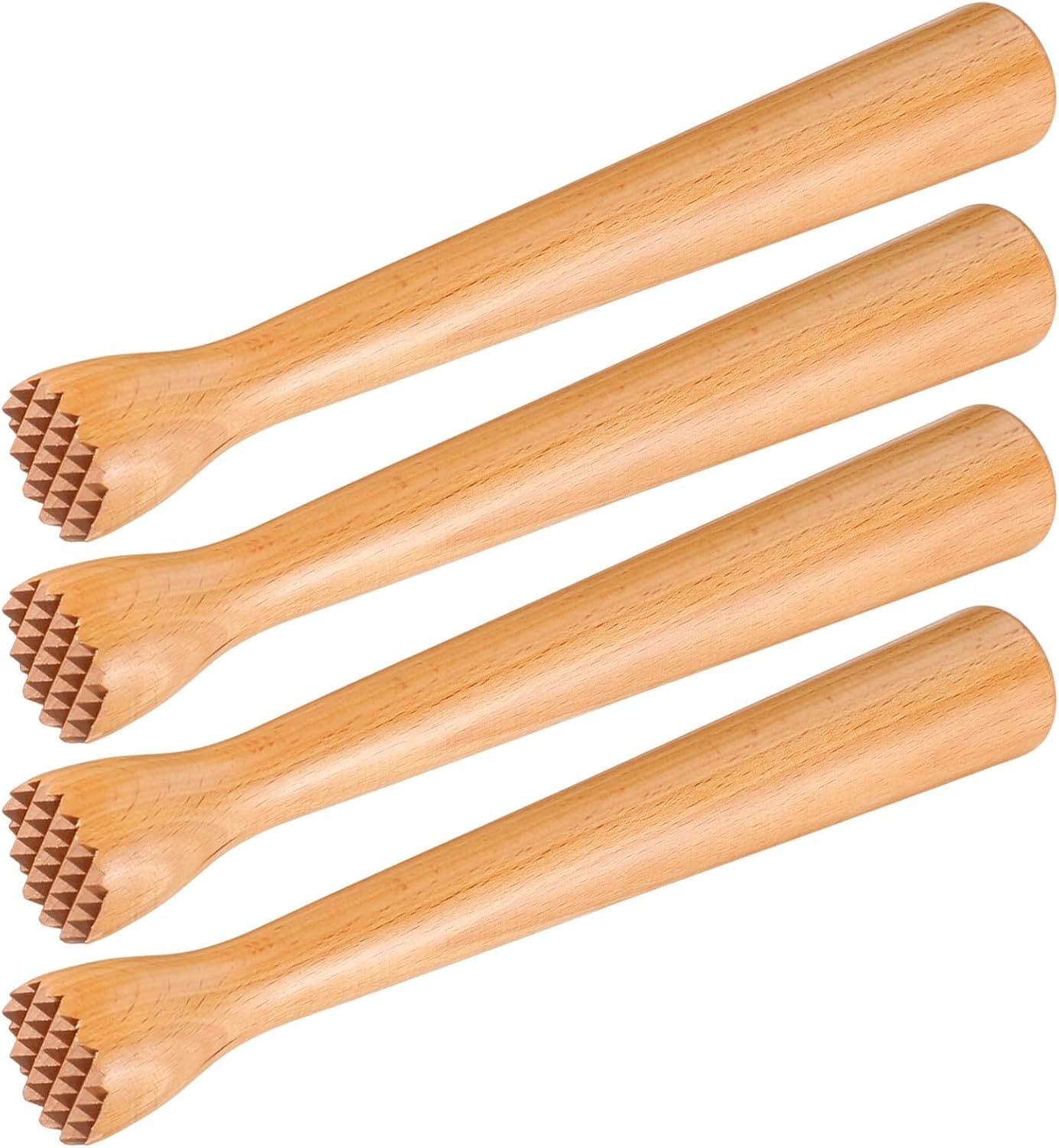 minkissy 4pcs Wooden Cocktail Crushing Sticks Set with Smooth Surface Protection and Comfortable Grip Design, 10 Inch round Corner Bar Tools for Home and Bar Use