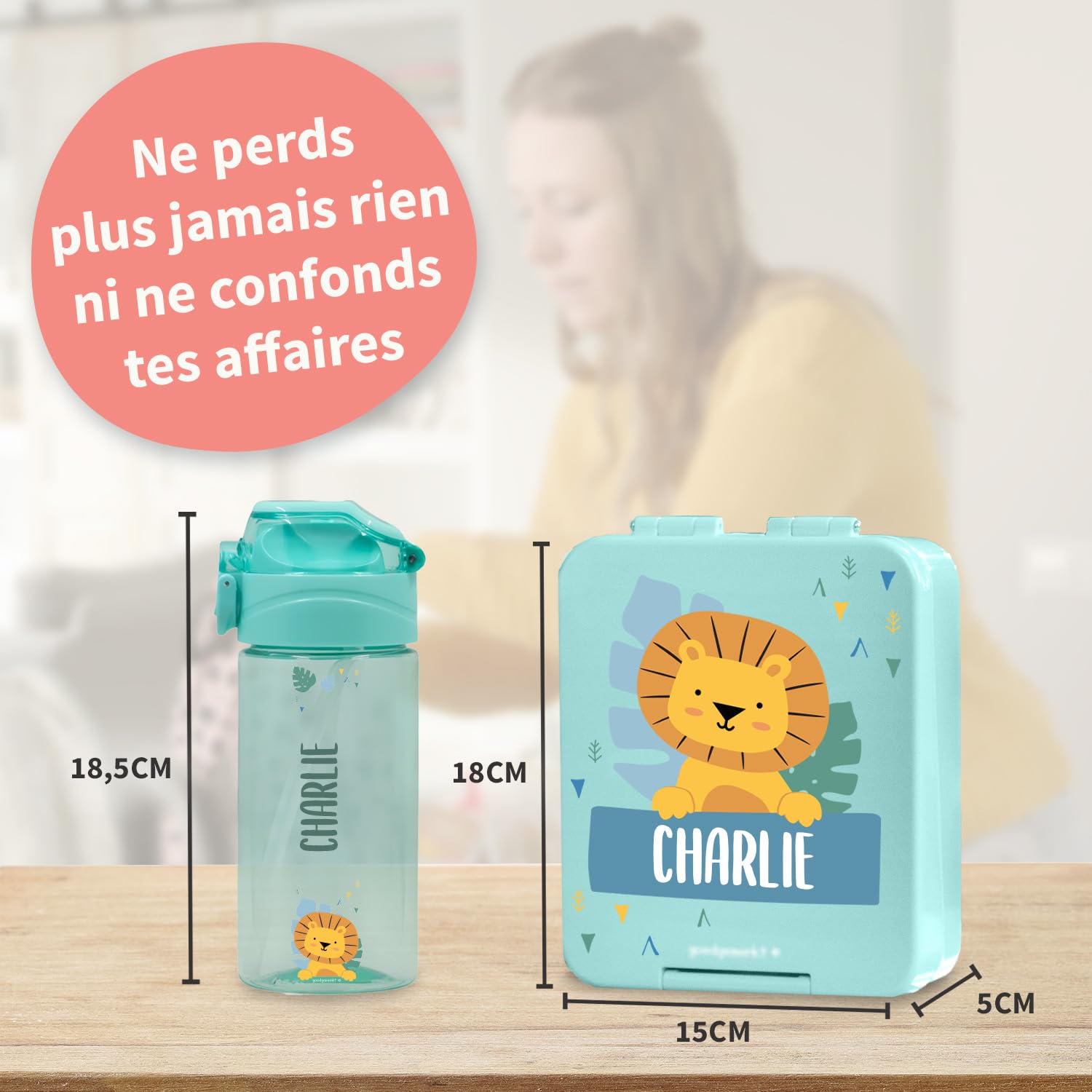 BIENMARQUER Coffret gourde personnalisable enfant 450 ml sans BPA plastique
