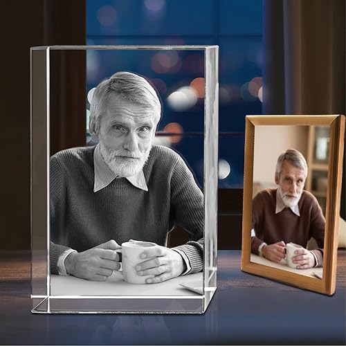 Miniatura 6 de Foto en cristal 3D de HAN'S LASER, regalo personalizado con tu propia foto, regalo único para el día del padre, regalo de matrimonio, regalo
