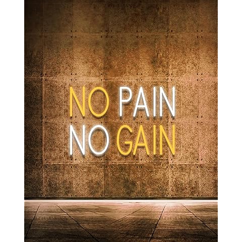 NO PAIN NO GAIN, Neon Sign for Wall Decor, LED Neon Lights Home Gym Decor, USB Powe...