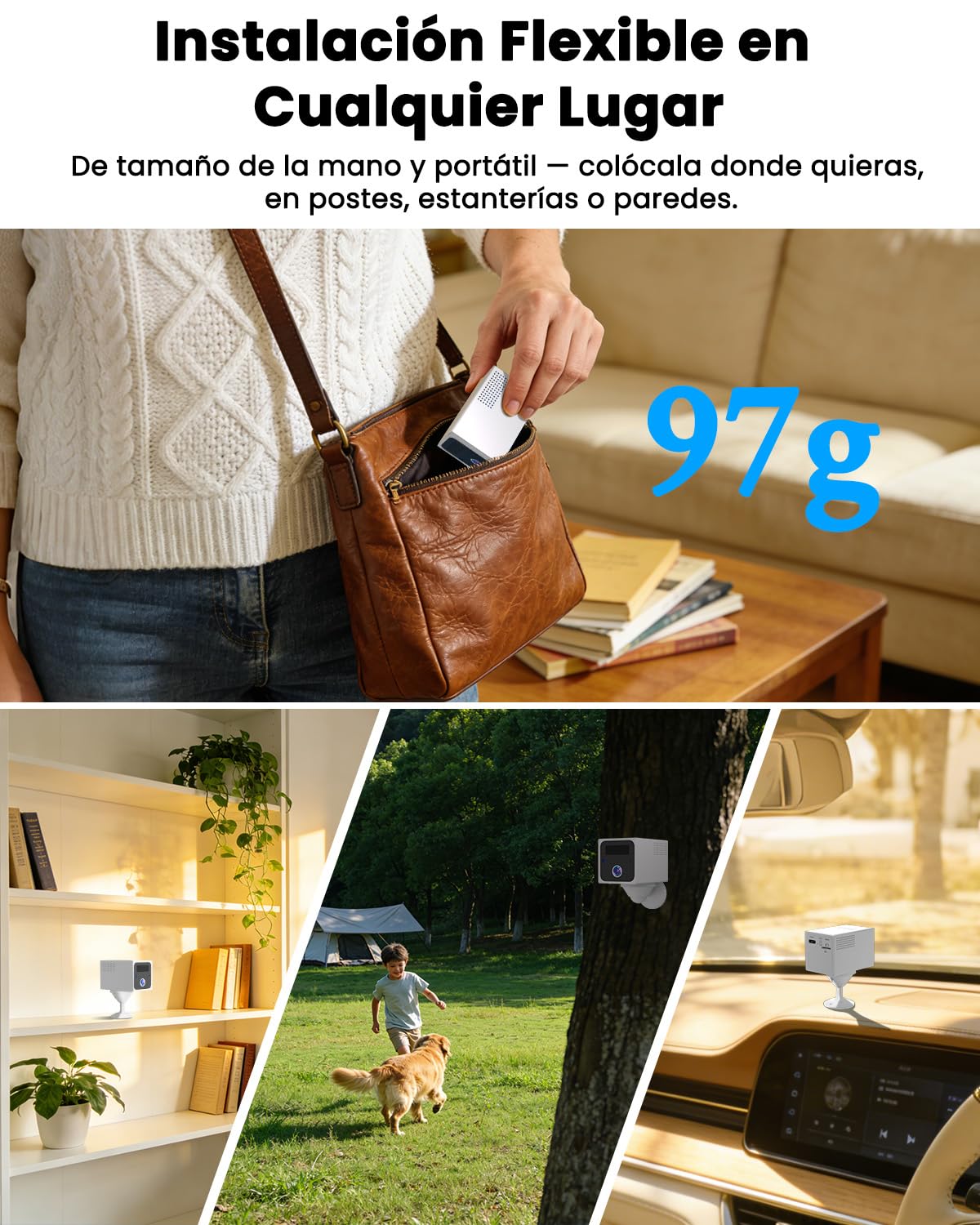 UCOCARE Mini Camara Espia 4K sin Cables, WiFi y Modo Ap sin WiFi | Videovigilancia sin Internet Batería 5200mAh, Visión 160°, Visión Nocturna, Detección Movimiento IA, para Coche, Viajes