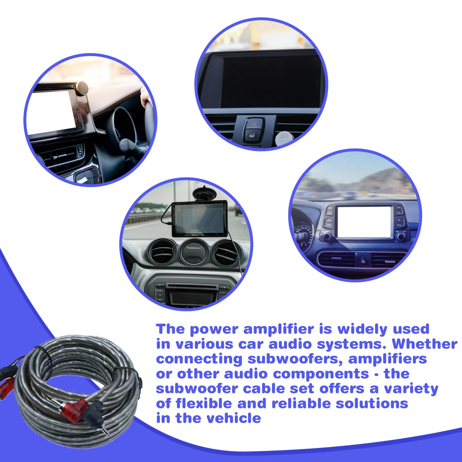 GBKDQQ Lot de 7 câbles pour caisson de basses, amplificateur de voiture 4GA, kit de câbles d'amplificateur de voiture de 5 m, kit d'installation pour amplificateur de voiture, câble audio de voiture
