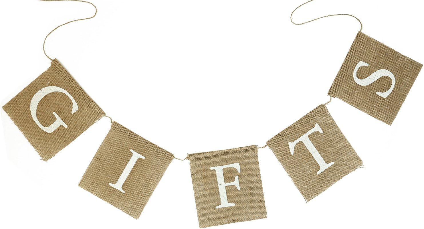 dealzEpic - Rustic Burlap Gifts Bunting Banner Sign for Baby Baptism/Baby Shower Party Decoration