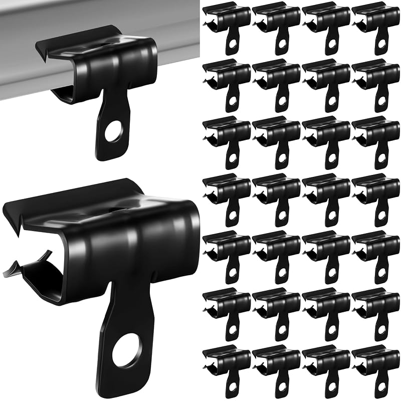 Kit com 50 Grampos para Flange de Viga Hicarer, Instalação por Martelo, para Flanges de 7,9 a 12,7 mm, Pretos