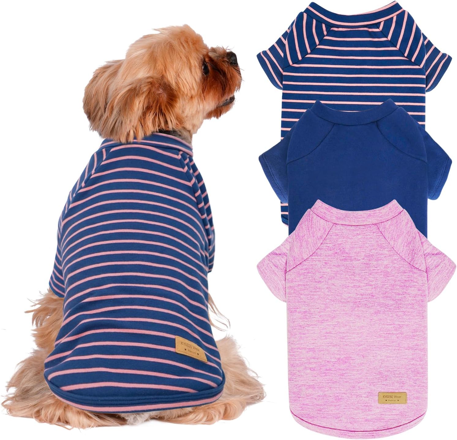 KYEESE 3Pack Dog Sweaters Lightweight Coats Sweatshirt Pullover Comfort Fleece for Medium Dogs Boy Clothes Soft Stretchy Dachshund