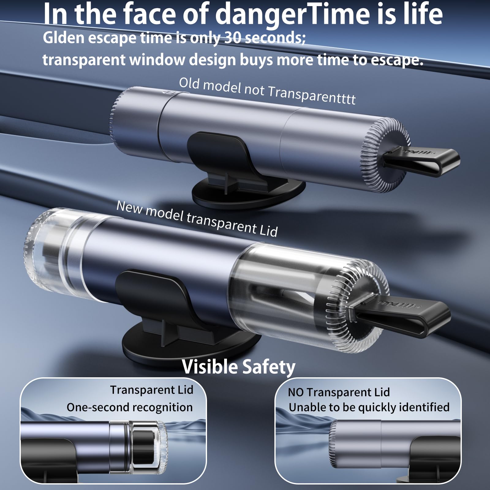 SKINNYON 3-Pack Car Safety Hammer Seatbelt Cutter, 2026 Upgraded Transparent Lid Window Breaker Seatbelt Cutter Underwater, 2 in 1 Emergency Keychains car Window Breaker Tool, New Car Accessories