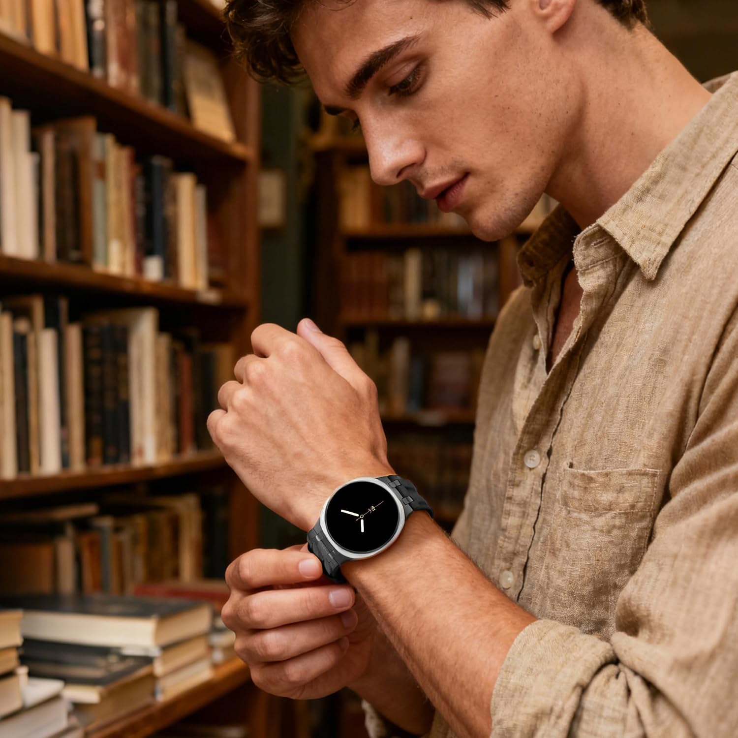 Leather Band Compatible with Samsung Galaxy Watch Ultra 47mm/Watch 8 7 6 5 4 FE 40mm 44mm/Watch 8 6 4 Classic/Watch 5 Pro, Premium Top Grain Leather Strap with Rugged Stainless Steel Connector for Samsung Watch Bands Men & Women
