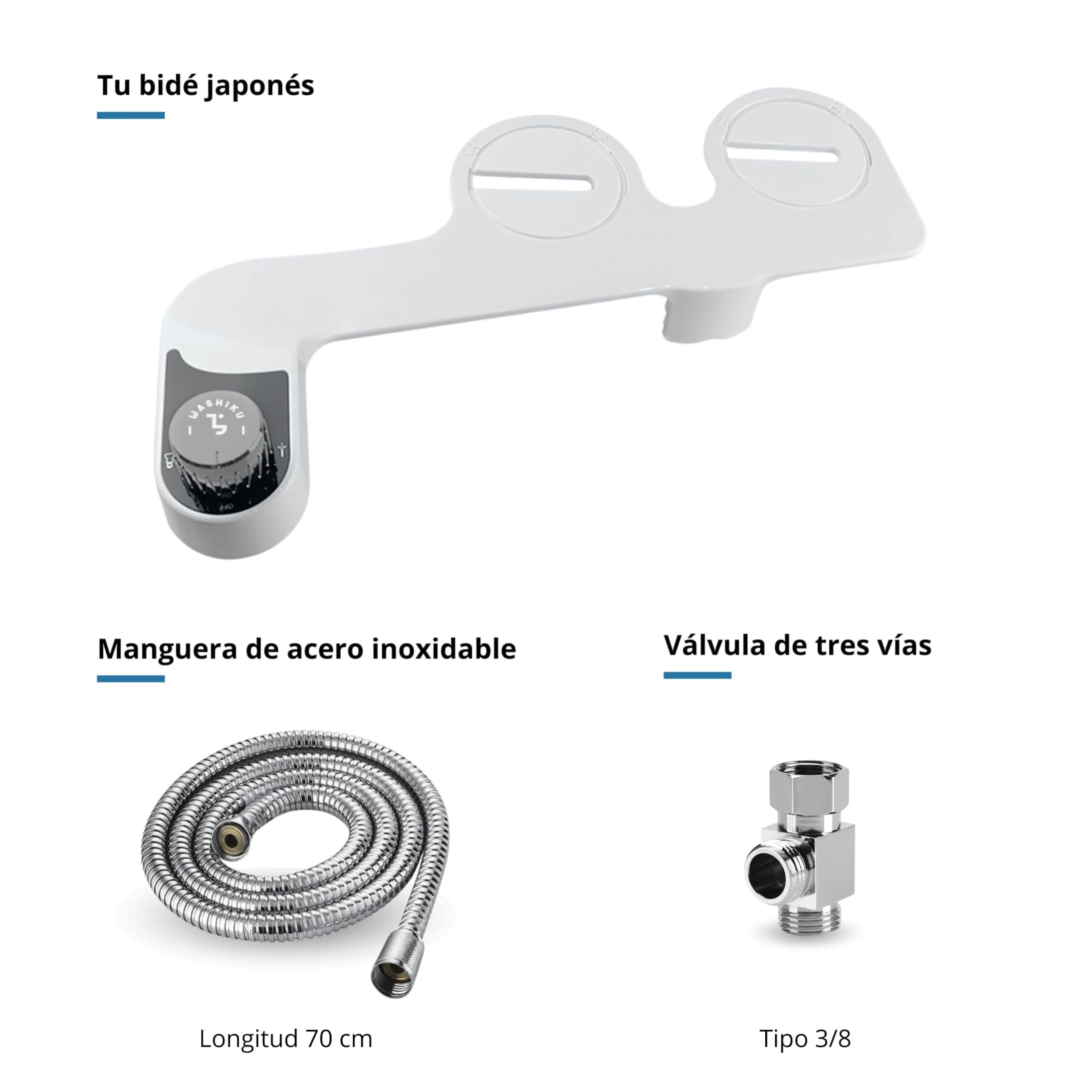 Tokyo Bidet para WC – Ducha Higiénica Portátil para Inodoro, Chorro de Agua Estilo Japonés, Asiento Inteligente con Grifo, Accesorio de Bidé para Baños Modernos