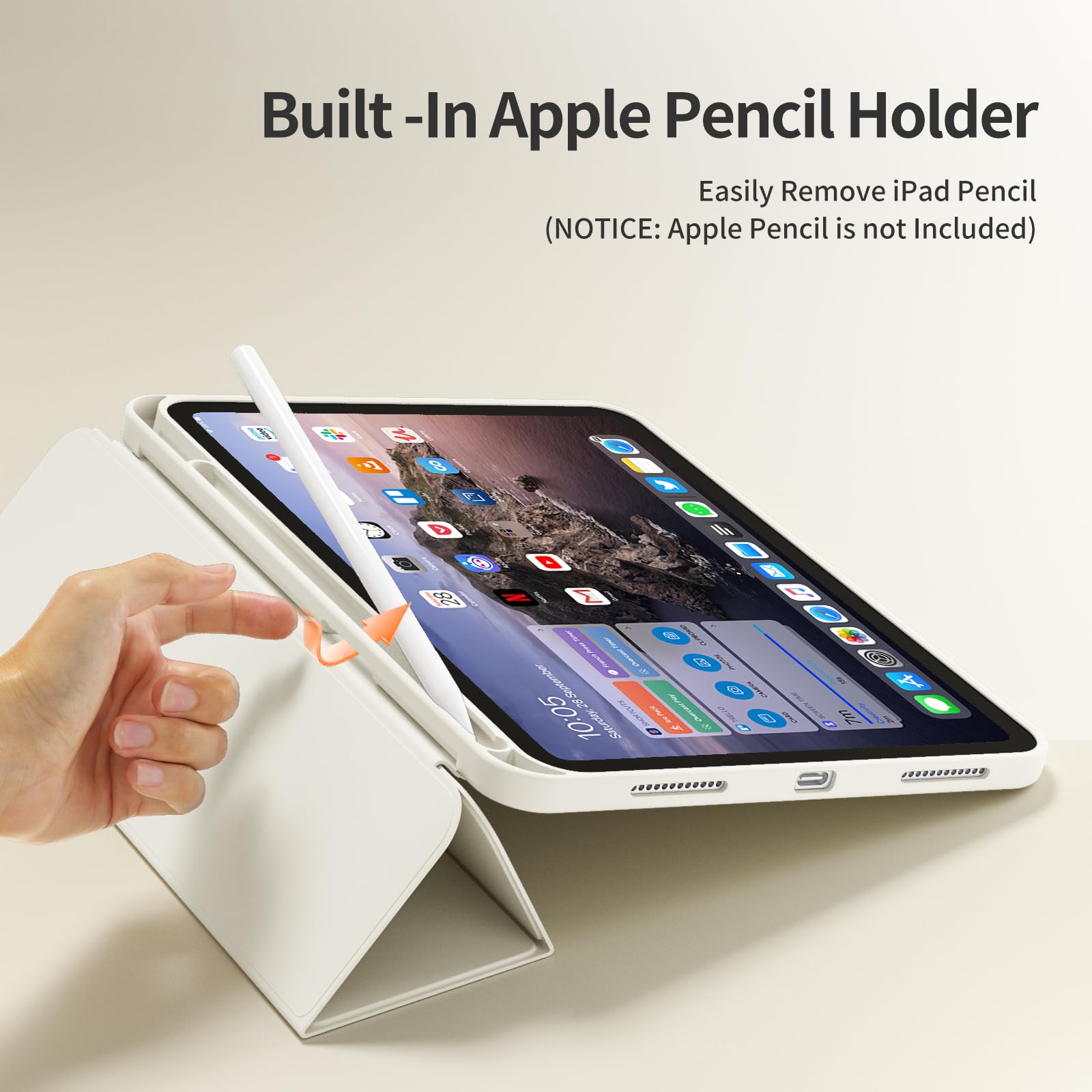 kenke Funda para iPad de 10.9 pulgadas de 10.9 pulgadas 2022, funda delgada con soporte triple y soporte para lápices, cubierta trasera inteligente de TPU suave, apagado y encendido automático, color