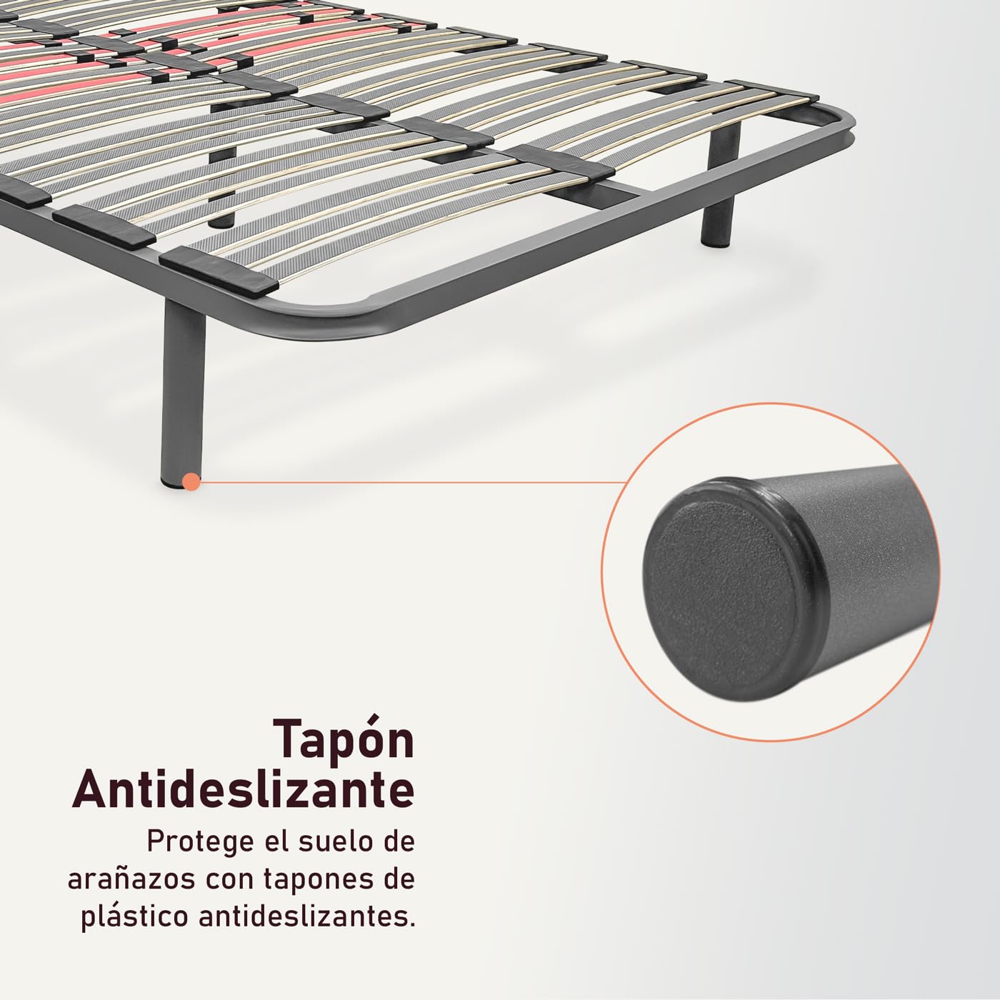 amuéblate Online - Somier Multiláminas Extra Resistente con Reguladores Lumbares de 135 x 190 con 5 Patas de 25cm Incluidas
