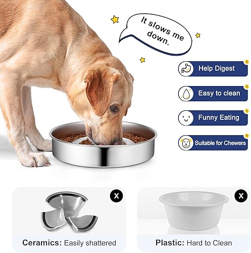 Miniatura 6 de Cuenco de acero inoxidable antideslizante para perros, 4 tazas de metal para perros medianos y grandes, divertido cuenco de agua para perros